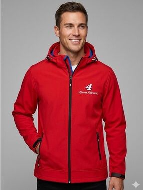 Kevin Harvick #4 Stewart-Haas Red NASCAR Racing Large Jacket Soft-Shell Hooded